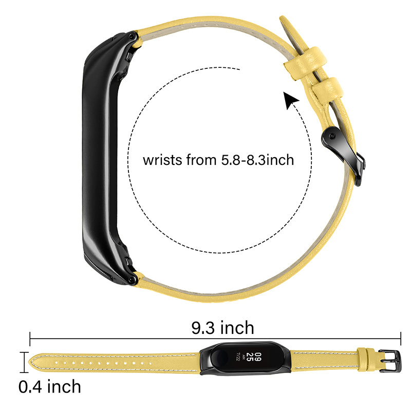 For Xiaomi Mi Band 7 Genuine Cowhide Leather Watch Strap Replacement Watchband with Black Watch Case For Xiaomi Mi Band 7 Genuine Cowhide Leather Watch Strap Replacement Watchband with Black Watch Case